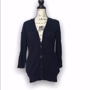Navy Blue Button-Front Cardigan | Pocket Detail | Classic Fit | Size XS